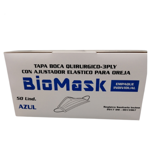 TAPABOCAS EMPAQUE INDIVIDUAL X 50